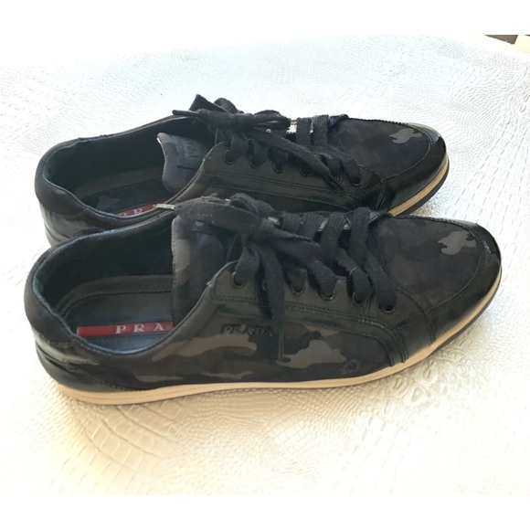 Prada Monochrome Camo Nylon Exterior, Black Patent Leather  Pre Loved *Size 39* - Picture 1 of 6